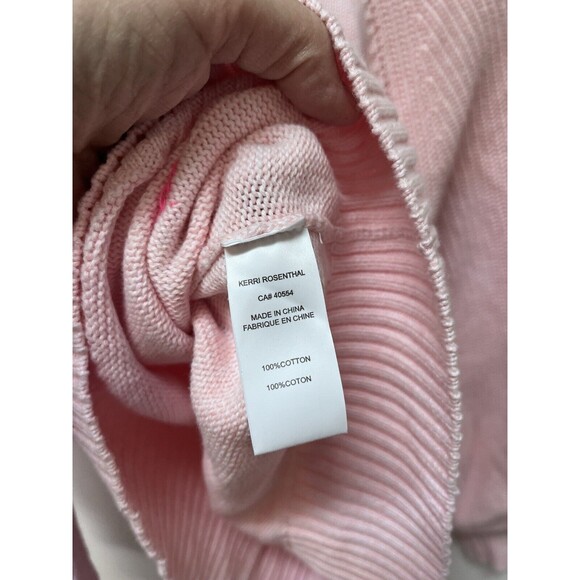 Kerri Rosenthal Pink Cable Knit Sweater Heart Patch Cropped XS Love Preppy VDay - Picture 8 of 9